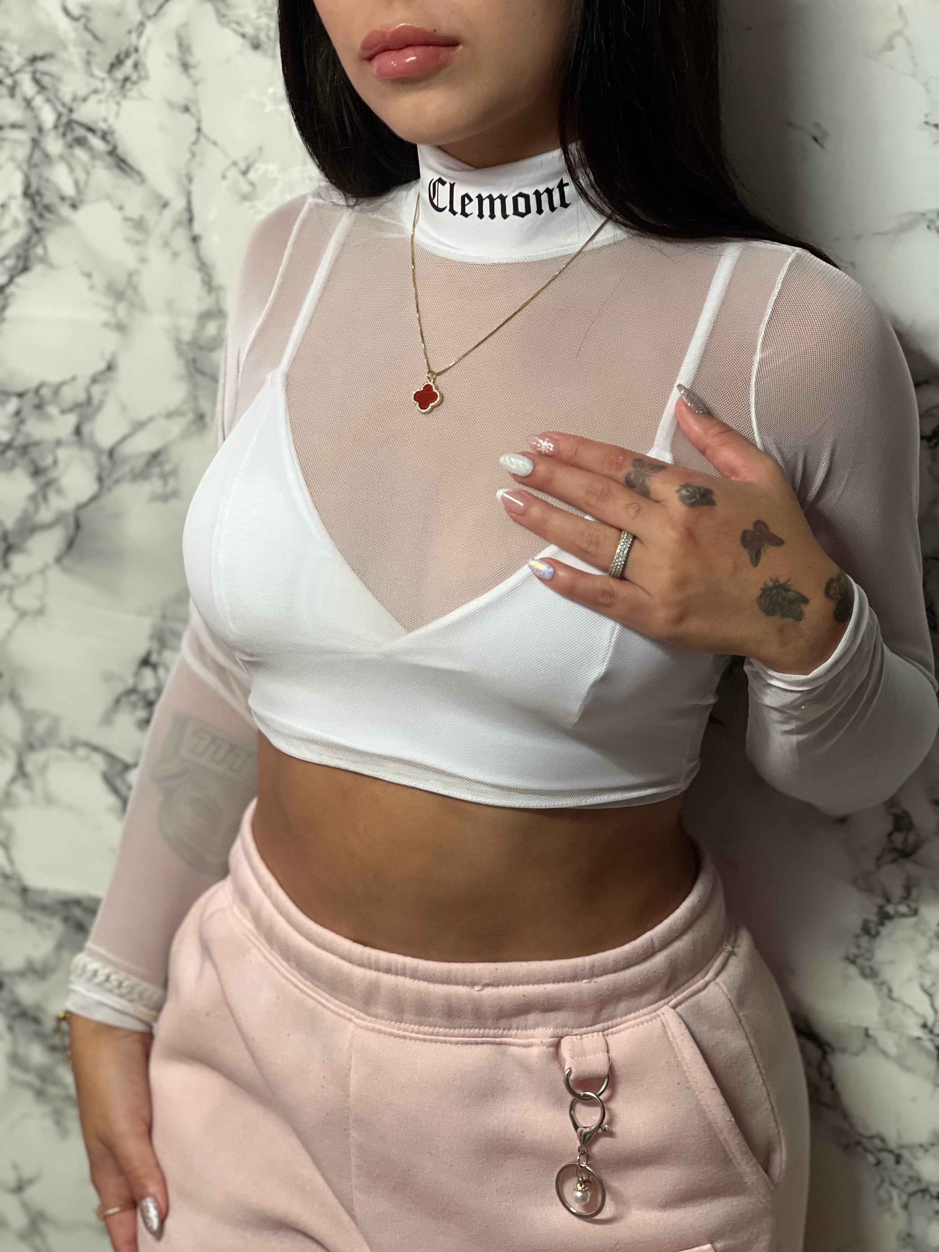Top Mesh Blanco “Clemont” – Edición White Luxe